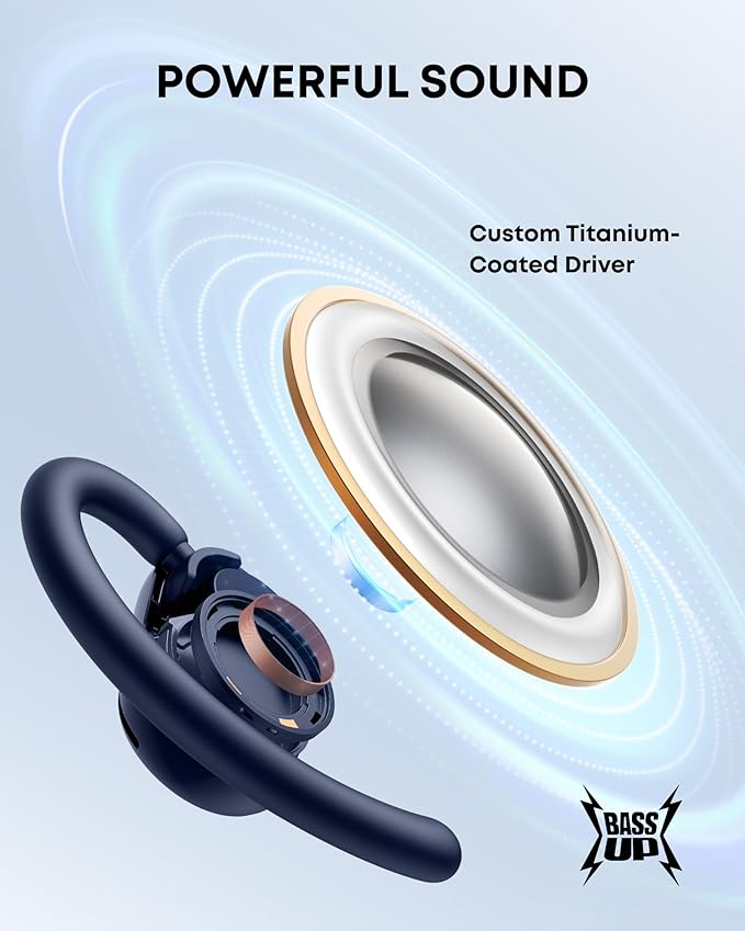 Soundcore V20i by Anker Open-Ear Headphones, Adjustable Ear Hooks, Ultra-Comfort, Snug Fit, Powerful Sound, Clear Calls, IP55, 36H Playtime, Bluetooth 5.4 Wireless Earbuds, Multipoint Connection