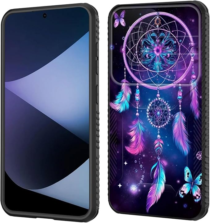 for Galaxy S24 Plus Case Built in Slide Camera Lens Cover,Heavy Duty Shockproof Protection Dual Layer Case for Samsung Galaxy S24 Plus (6.7") 2024,Butterfly Dream Catcher