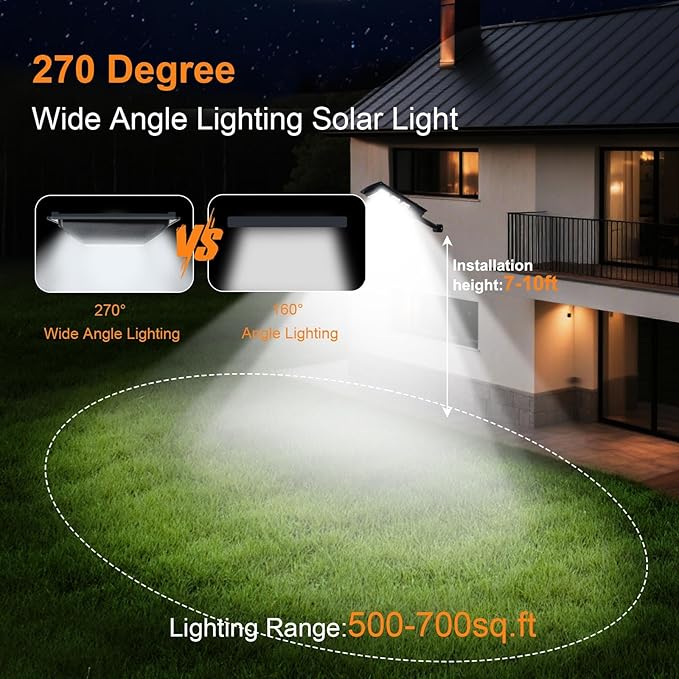 Solar Street Lights Outdoor 2 Pack, IP66 Waterproof LED Security Light, 6500K Solar Flood Lights Dusk to Dawn with Motion Sensor and Remote, Parking Lot Lights for Yard, Garage