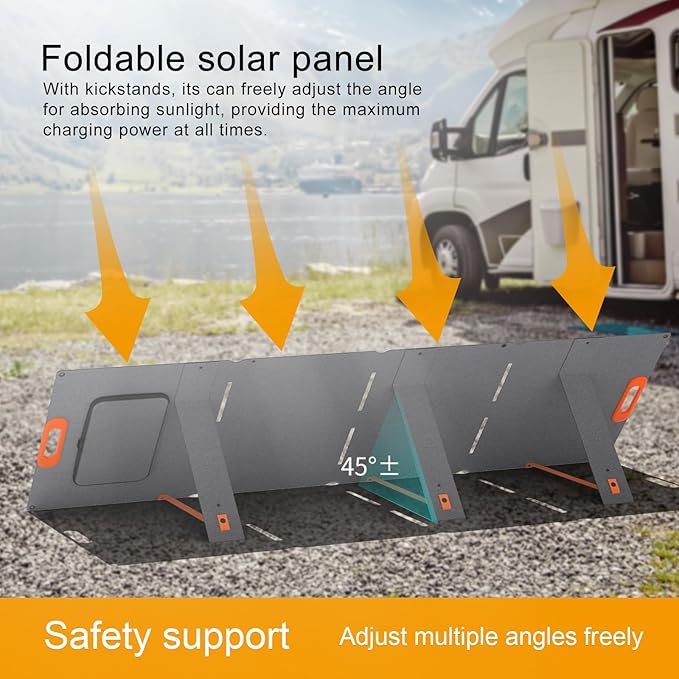 EYONGPV 200W Foldable Solar Panel, 26% HPBC Cells, IP65 Waterproof Portable Solar Charger with 30A Anderson Output & 4.5m Cable, for RV, Camping, Outdoor Power Stations