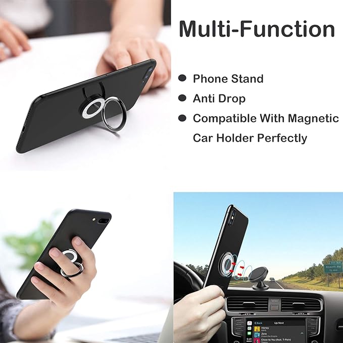 Adhesive Phone Ring Holder Grip Stand for Phone and Phone Case. (Glitter Black)