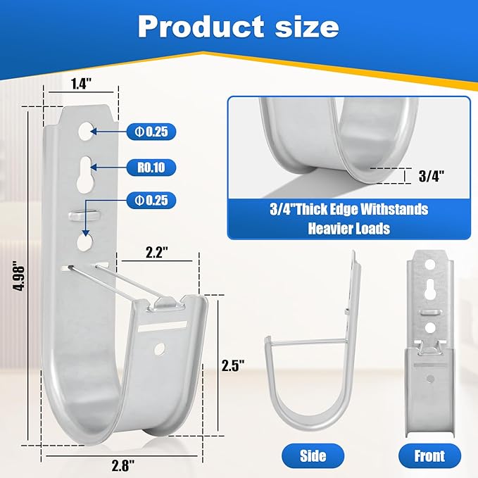 Podoy 2 Inch Cable J Hooks with Retainer Clips,Galvanized Steel J Hook for Cable Management (50 Pack), Cable Support Wall Mount Hooks for Walls/Ceilings Route Network Hanging Cables