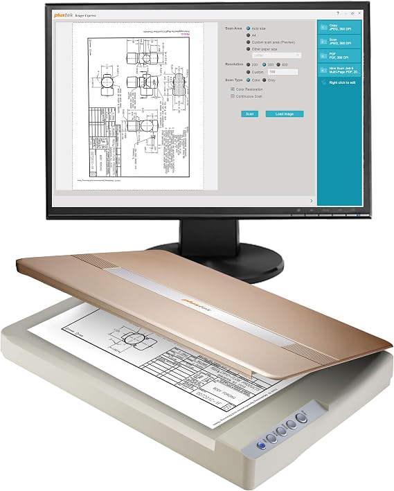 Plustek OpticSlim 1680 - High Speed Large Format Flatbed Scanner - 11.7x17