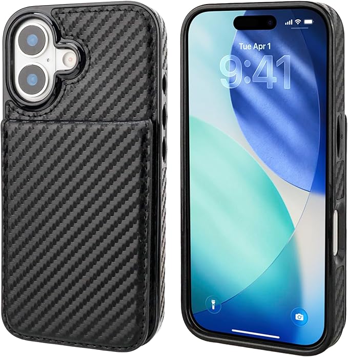 KIHUWEY Compatible with iPhone 17 Case Wallet with Credit Card Holder, Flip Premium Leather Magnetic Clasp Kickstand Heavy Duty Protective Cover for iPhone 17 6.3 Inch (Carbon Black)