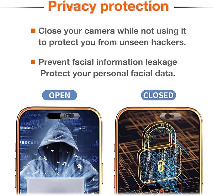 Front Camera Cover -Smartphones Webcam Cover Protect Privacy, Camera Privacy Covers Compatible for Galaxy, Pixel & iPad, Ultra-Thin Transparent Privacy Protection Slide, 2 Pack