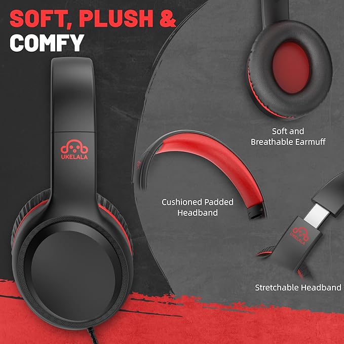 On Ear Wired Headphones for Kids Stereo Lightweight Youth Head Phones with 4.9 ft NO-Tangle Cord for Girls Toddler 3.5mm Jack Headphone for chromebooks Computer for School Classroom
