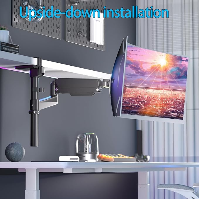 Monitor Arm for 17 to 60 inch, Hold 44 lbs, Fully Adjustable Heavy Duty Desk Mount, Monitor Stand Fit 57 55 49", Ultrawide Monitors Bracket Clamp/Grommet Base VESA 75x75/100x100, Black,H9B