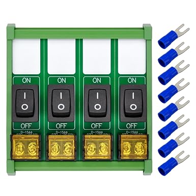 DIN Rail Mount Rocker Switch Module, 10Amp 250VAC/50VDC (4 Channel)