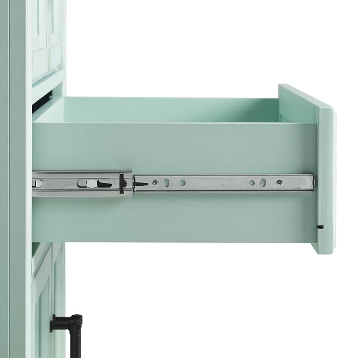 Crosley Furniture Tara Pantry Storage Cabinet with Shelves, Kitchen, Dining, or Laundry Room, Distressed Seafoam Blue
