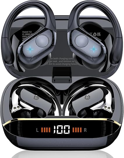 75H Sports Wireless Earbuds Bluetooth 5.4 Headphones Stereo Deep Bass,Black