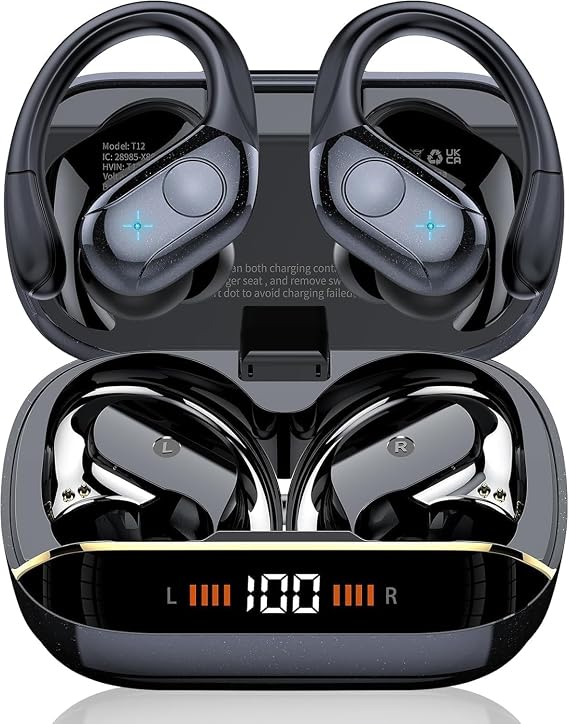75H Sports Wireless Earbuds Bluetooth 5.4 Headphones Stereo Deep Bass,Black