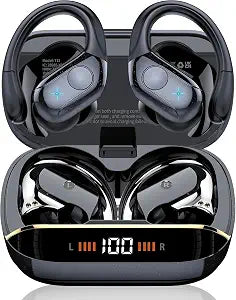 75H Sports Wireless Earbuds Bluetooth 5.4 Headphones Stereo Deep Bass,Black