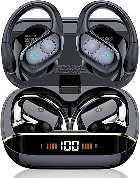 75H Sports Wireless Earbuds Bluetooth 5.4 Headphones Stereo Deep Bass,Black