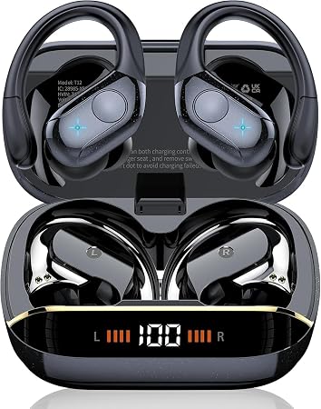 75H Sports Wireless Earbuds Bluetooth 5.4 Headphones Stereo Deep Bass,Black