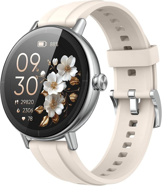 Smart Watches for Women, 1.27" HD Fitness Tracker with Bluetooth Calls(Answer&Make) IP68 Waterproof Smartwatch Compatible iOS/Android, 100+ Sport Modes Heart Rate/Sleep Monitor Pedometer White