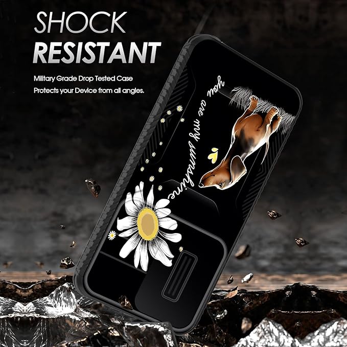 for Galaxy S24 Case Built in Slide Camera Lens Cover,Heavy Duty Shockproof Protection Dual Layer Case for Samsung Galaxy S24 6.2 inch 2024,You are My Sunshine Dachshund