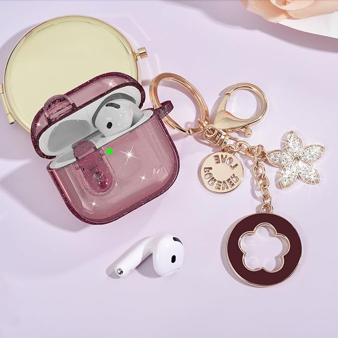 (with Safety Lock) VISOOM 2025 Clear Cases for Airpods iPods 4 Case Cover Women, Bling Airpod iPod 4 Case Soft 4th Gen Air Pods iPods Cases with Keychain for Apple Headphones Airpods4 Generation