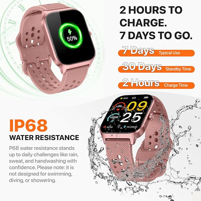 Smart Watch for Women Men - Answer/Make Call, Fitness Tracker Smartwatch for Android iPhone Compatible, 120+ Sports Modes Step Counter Sleep Female Cycle (Sakura P)