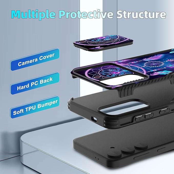 for Galaxy S25 FE Case Built in Slide Camera Lens Cover,Heavy Duty Shockproof Protection Dual Layer Case for Samsung Galaxy S25 FE 6.7" 2025,Butterfly Dream Catcher