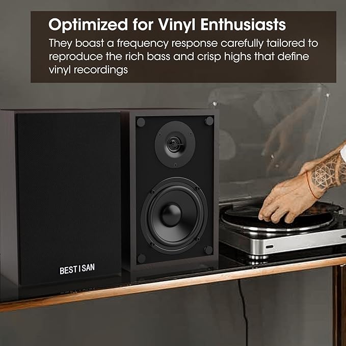 BESTISAN Bluetooth Bookshelf Speakers with RCA Input, Record Player Speakers with Sub Out Port for SW65C/ SW65D,4 Inch Woofer, SR04F-01