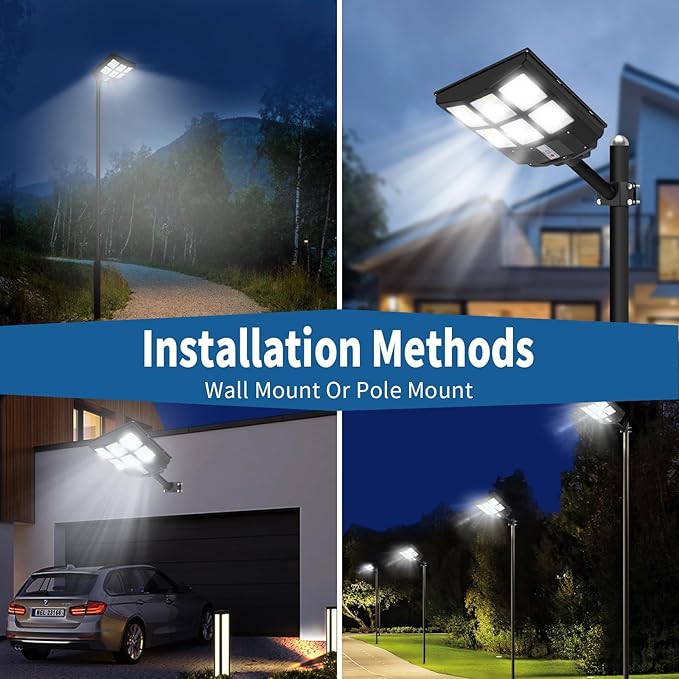 Solar Street Lights Outdoor 700000LM, Bright LED Street Lights with Motion Sensor and Remote, Dusk to Dawn Waterproof Security Lights for Yard, Driveway, Parking Lot