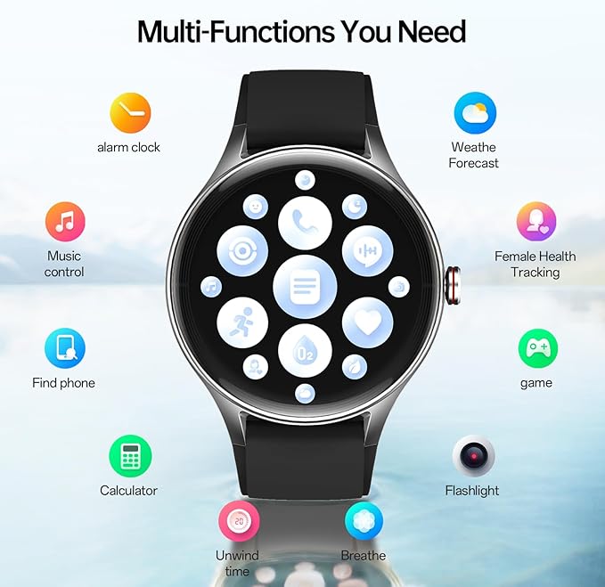 Smart Watch for Men,1.57inch AMOLED Touchscreen Fitness Watch for iPhone & Android,Heart Rate/Sp02/Sleep Monitor,110+ Sport Modes IP68 Waterproof Bluetooth Calls,2 Bands (Black, 1.57)