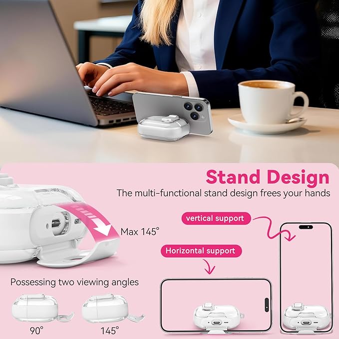 for Airpods Pro 3 Case 2025, Anti-Yellowing Clear Case for Airpods Pro 3 with Secure Lock & Phone Stand, Soft TPU Drop Protection Cover with Cleaning Kit (White)