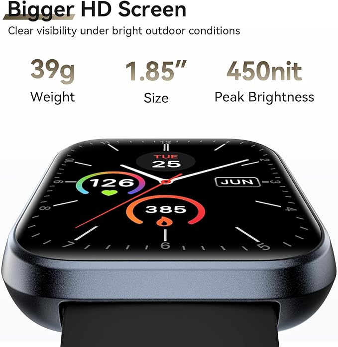 Smart Watches for Men (Android/iPhones), 120+ Sport Modes Fitness Tracker Watch with SpO2/Heart Rate Monitor, Steps/Sleep Tracker, 1.85" HD Smart Watch with Bluetooth Calls/Messages, 3ATM waterproof