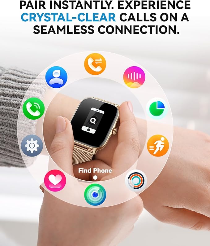 Smart Watches for Women Men, Steps Counter Fitness Tracker Watch for Android iPhone with Sleep Calorie Monitor and 110+ Sports, IP68 Waterproof, Pedometer Smartwatch (Gold, 1.91)