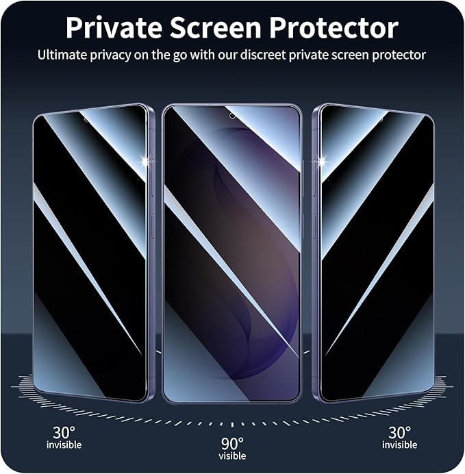 3+3+1-Pack, Privacy Screen Protector and Camera Lens Protector for Samsung Galaxy S26 Ultra with Installation Alignment Aid, Anti-Spy Tempered Glass Film, Dark Private Black Protection, Anti-Scratch