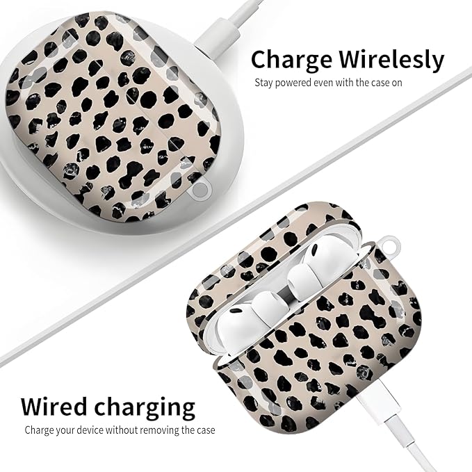 Compatible with AirPod Pro 3 (2025),Cute Case Cover for Women & Men, Full Protection Shockproof Hard Case with Keychain, Wireless Charging Case Accessories(Cute Polka Dots)
