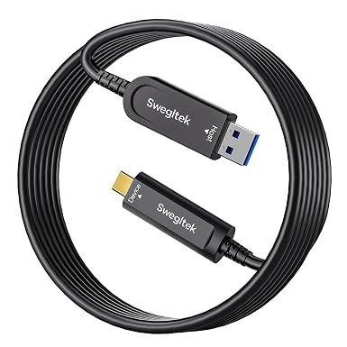 Fiber Optic USB C Cable 65ft,10Gbps High Speed Data Transfer