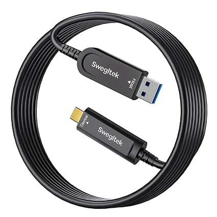 Fiber Optic USB C Cable 65ft,10Gbps High Speed Data Transfer