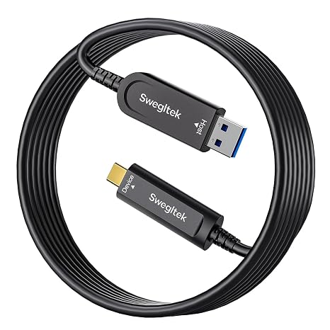 Fiber Optic USB C Cable 65ft,10Gbps High Speed Data Transfer
