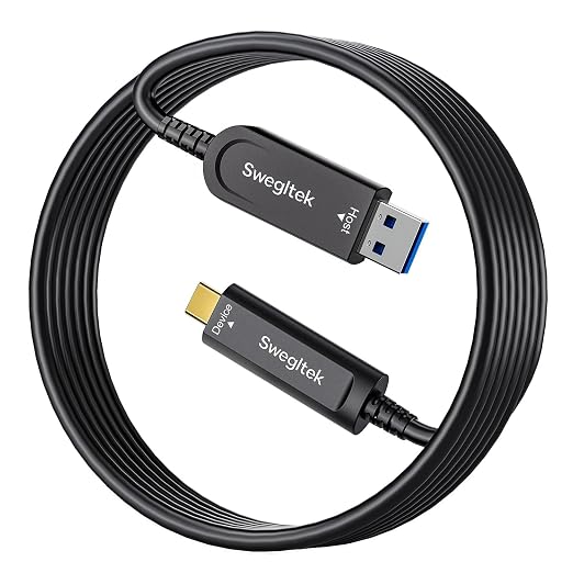 Fiber Optic USB C Cable 65ft,10Gbps High Speed Data Transfer