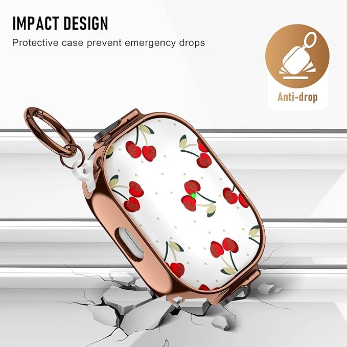 for Airpods Pro Case, Protective TPU Soft Cases Cover Rugged for Airpod Pro Case 1st Gen, Shockproof for Airpods Pro 2019 Case Men Women with Keychain,Cherry Dot
