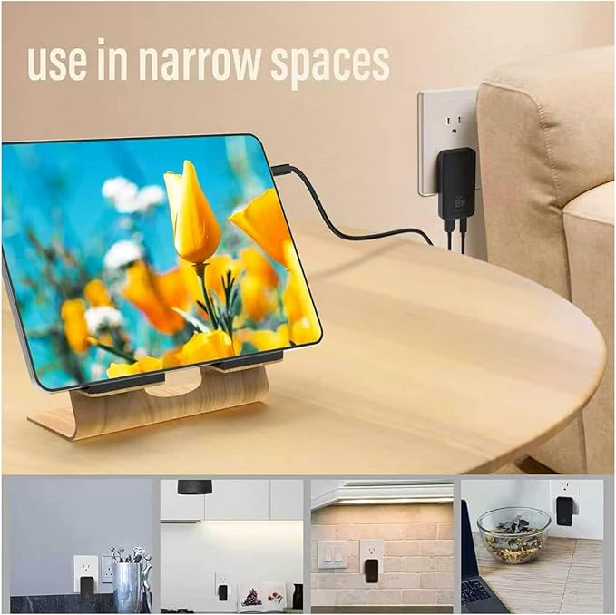 65W GaN USB C Ultra Slim Charger Block, 2-Port Compact Foldable Fast Charger Power Adapter for iPhone 17/16/15 Series, Galaxy S25/S24, Pixel 10/9, MacBook Pro/Air, iPad Pro （2026 New）