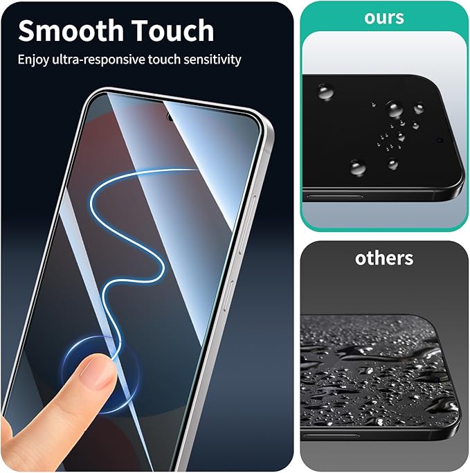 Privacy Screen & Camera Lens Protector for Samsung Galaxy S24 FE, Anti-Spy Tempered Glass, Dark Private Black Protection, 9H Hardness Anti-Scratch 2.5D Curved Edges Case-Friendly, 3 Pack Each