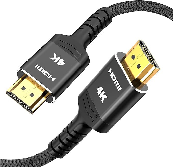 Highwings 4K HDMI Cable 6.6FT/2m - 4K@60Hz HDR Braided HDMI Cord, 18Gbps High Speed with Ethernet/ARC, 3D, HDCP 2.2, ARC, Compatible for PS-5/4/3/4K HDTV/Monitor/Projector/Streaming Media, Black