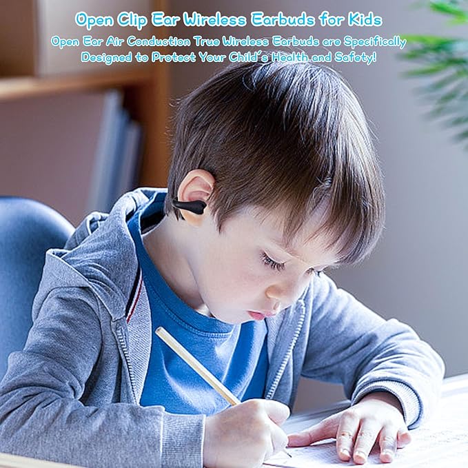 BANIGIPA Kids True Wireless Earbuds, Bluetooth 5.4 Headphones w/Mic for Calling Studying Music, 5g Light Comfortable, Open Ear Earbuds w/85dB Healthy Volume Control Protect Hearing for School Travel