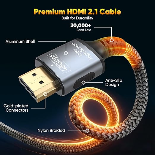 Certified HDMI Cable 5-Pack,3FT HDMI 2.1 Cord Multi Pack, HDCP HDMI 2.1 Braided Cable 48Gbps 8K@60Hz 4K@144Hz, eARC HDCP 2.3, PS5 HDMI Cable for PS5/PS4, Xbox, Switch, PC, Monitor, Roku TV