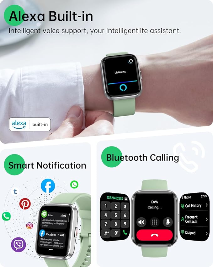 WMK Smart Watches for Men Women (Android/iPhone), 1.85" HD Alexa Smart Watch with Bluetooth Calls/Messages/Reminders, 24/7 Heart Rate/SpO2 Monitor Watch, 120+ Sport Modes Fitness Tracker Watch, Gift