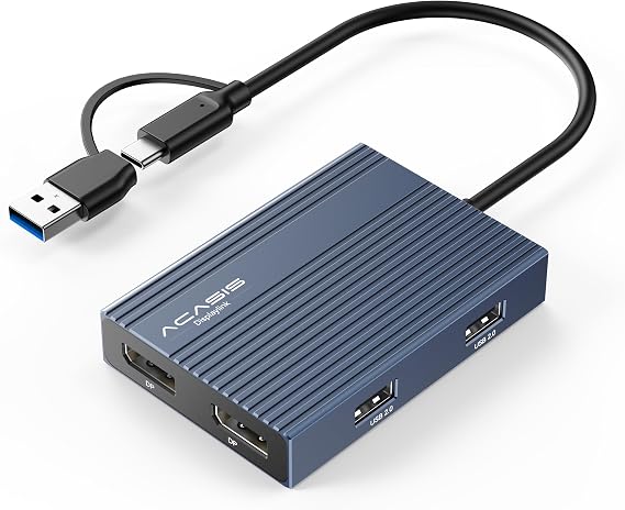 ACASIS Dual DP DisplayLink Adapter for M1/M2/M3/M4 MacBook Air/Pro