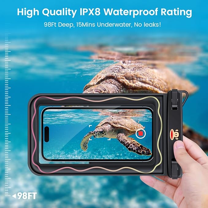 Paul Frank Floating Waterproof Phone Pouch - 2 Pack, [Up to 8.5''] Double Space IPX8 Waterproof Phone Case with Lanyard for iPhone 17 16 15 Pro Max, Cellphone Dry Bag for Beach Vacation Essentials
