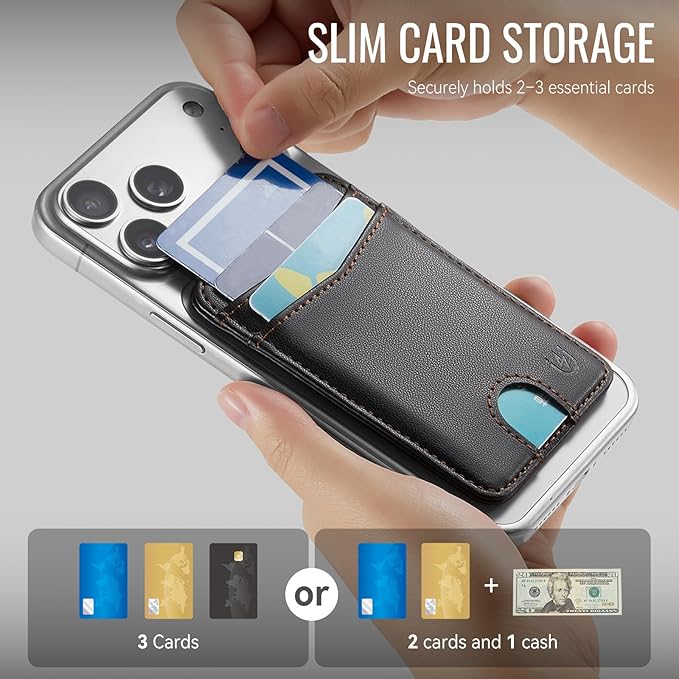 for Magsafe Wallet Magnetic Card Holder RFID Blocking, Strong Magnet Slim Wallet Stick on Phones and Cases for iPhone 17/16/15/14/13/12/ Pro/Max/Plus, Black