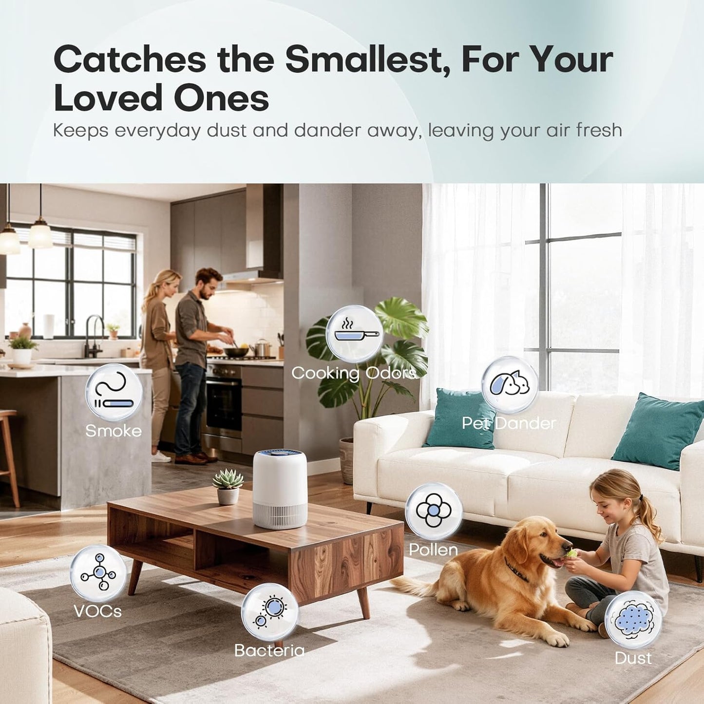 Mini Air Purifier – H13 HEPA, 360° Intake, 1076 ft² Coverage, 22dB Quiet, Aroma Tray