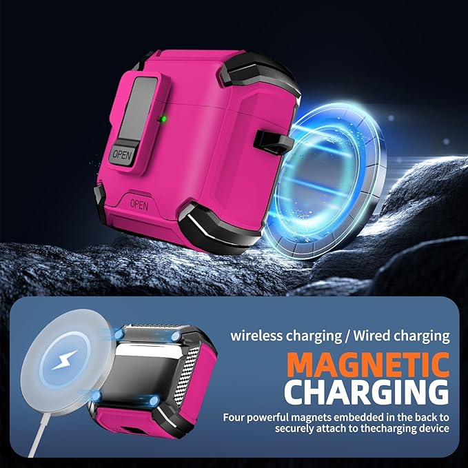 Inesore Compatible with AirPods 4th Case with Phone Stand & Cleaning Kit,Compatible with Magsafe,Magnetic Automatic Lock for Airpods 4 with Active Noise Cancellation Charging Cover (2024)