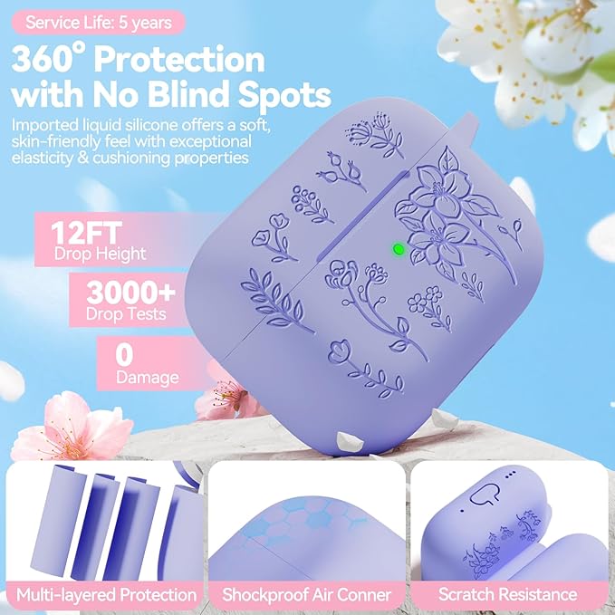 for AirPods Pro 3 Case, Soft Silicone Airpod Pro Case Cover with Keychain & Cleaning Kit Compatible with AirPods Pro 3rd Generation 2025 for Women Girly, Anti-Scratch
