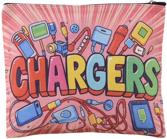 Chargers Makeup Bag for Women Charger Organizer Bag Charger Storage Cosmetic Bag for Girls Christmas Birthday Gifts for Friend Daughter Chargers Organizer Travel Accessories Cosmetic Pouch