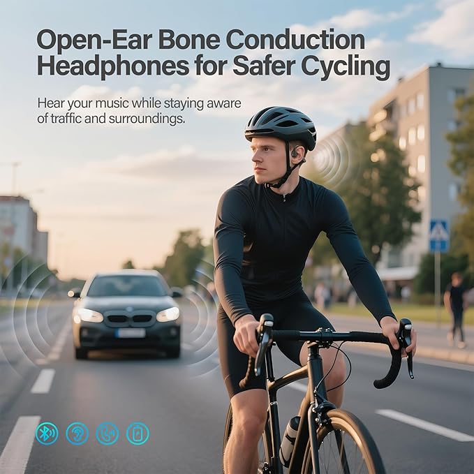 New Bone Conduction Headphones IPX8 Waterproof Swimming Headphones, Open Ear with MP3 Mode, 32GB Memory, 8 Hours Playtime, Bluetooth 6.0 Earbuds with Secure Fit for Running, Fitness, Cycling & Outdoor